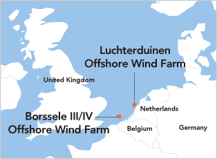 地図：ルフタダウネン洋上風力発電所